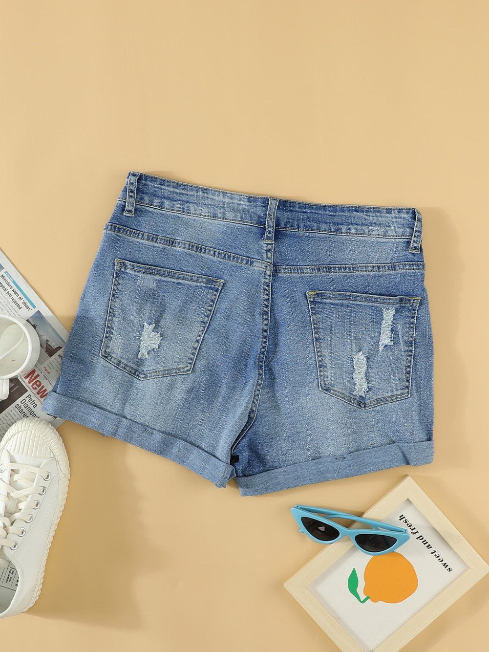 All-American Ripped Denim Shorts from MsDressly