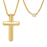 Gold 18k Plated Stainless Steel Tube Cross Pendant From Steel Time