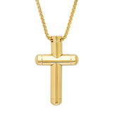 Gold 18k Plated Stainless Steel Tube Cross Pendant From Steel Time