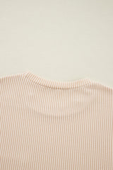 Beige Corded Knit Pocketed Loose Fit T Shirt from MsDressly