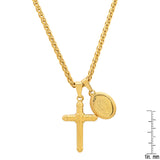 Gold 18k Plated Stainless Steel Lady Of Guadalupe And Cross Pendant From Steel Time