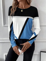 Contrast Round Neck Long Sleeve T-Shirt from Enfance-Heureuse