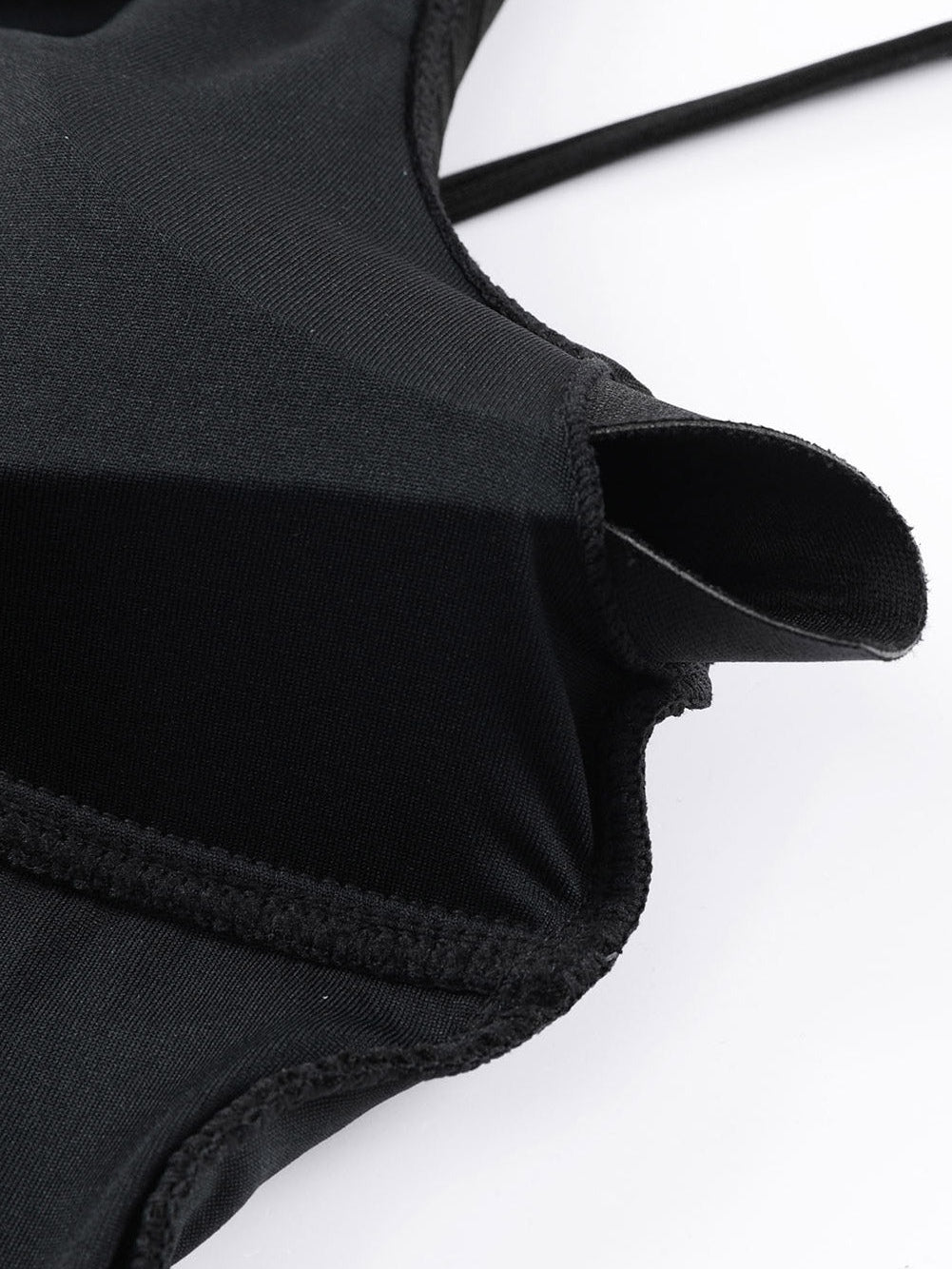 Beach Babe Black Ribbed Knit One Piece Swimsuit with Adjustable Straps from MsDressly