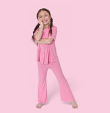 BELLA PINK RIB DREAM GIRL'S FLARE SET from DREAM BIG LITTLE CO