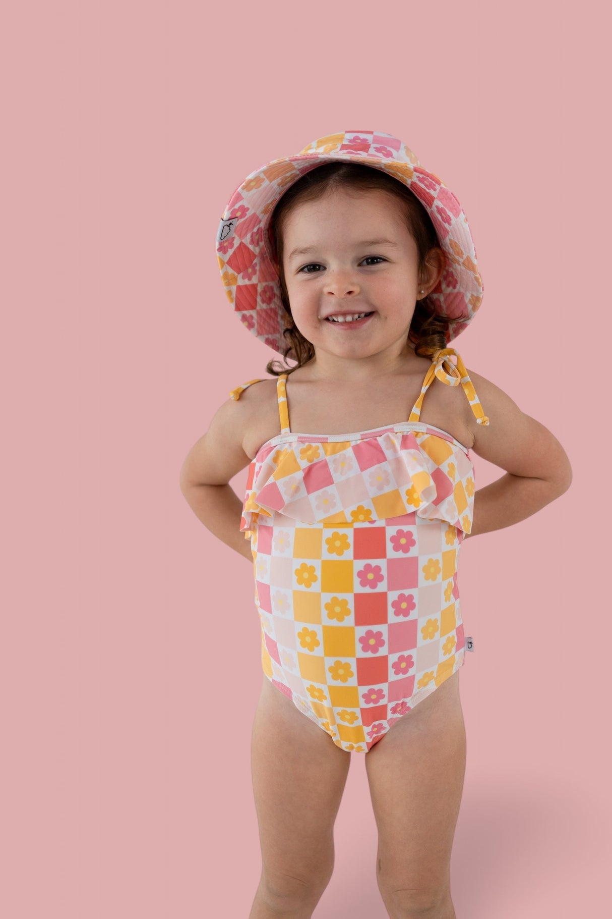 SUMMER SUNSET CHECKERS DREAM ONE PIECE SWIM SUIT from DREAM BIG LITTLE CO