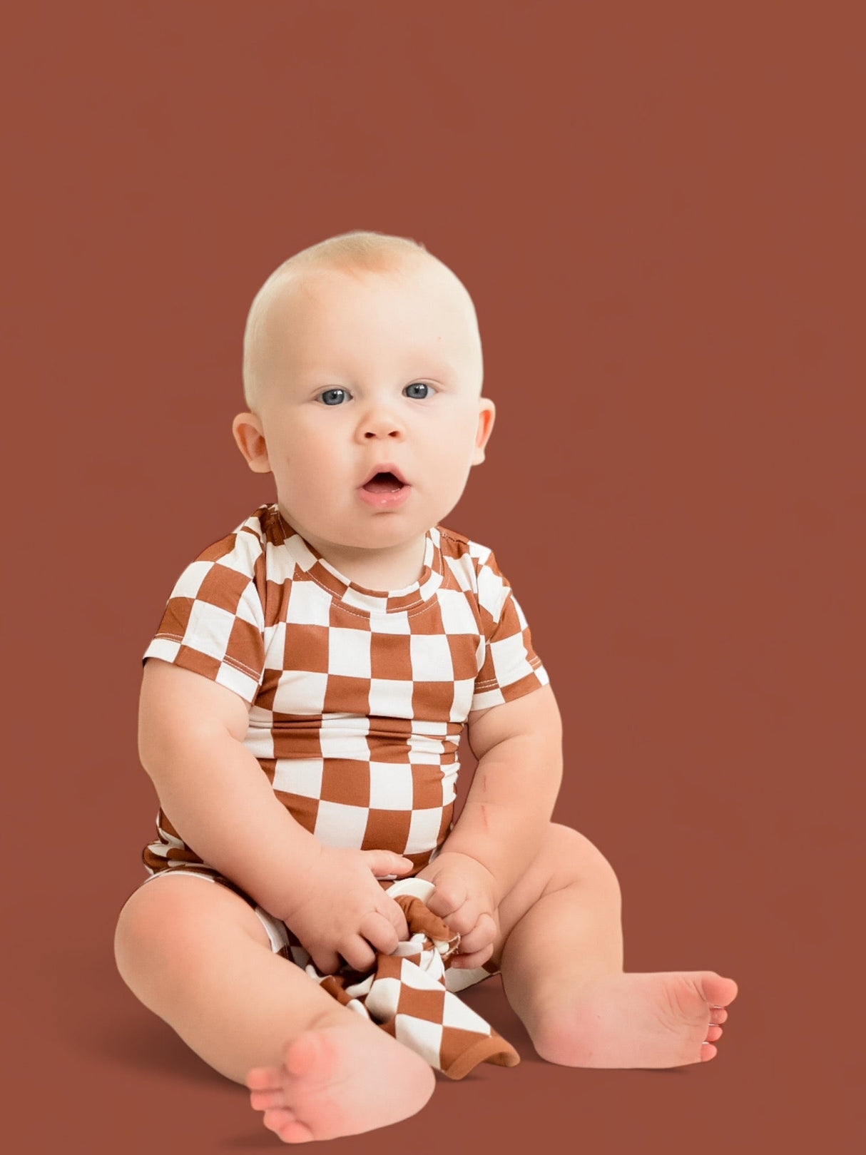 COPPER CHECKERS DREAM SHORT SET from DREAM BIG LITTLE CO