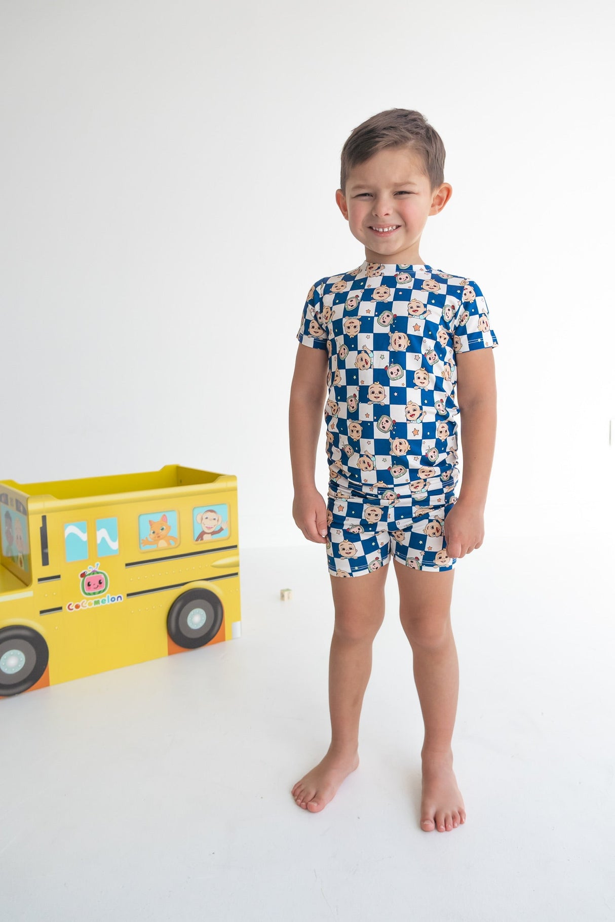 Dream Big Little Co x CoComelon JJ STARRY NIGHT CHECKERS DREAM SHORT SET from DREAM BIG LITTLE CO
