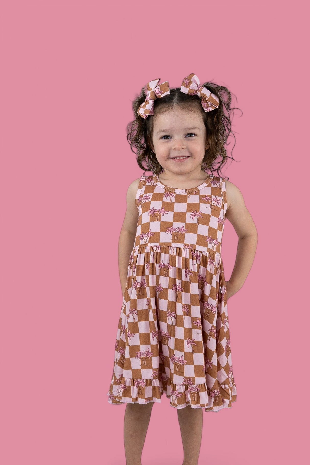 EXCLUSIVE SUNSET BEACH CHECKERS TANK DREAM RUFFLE DRESS from DREAM BIG LITTLE CO