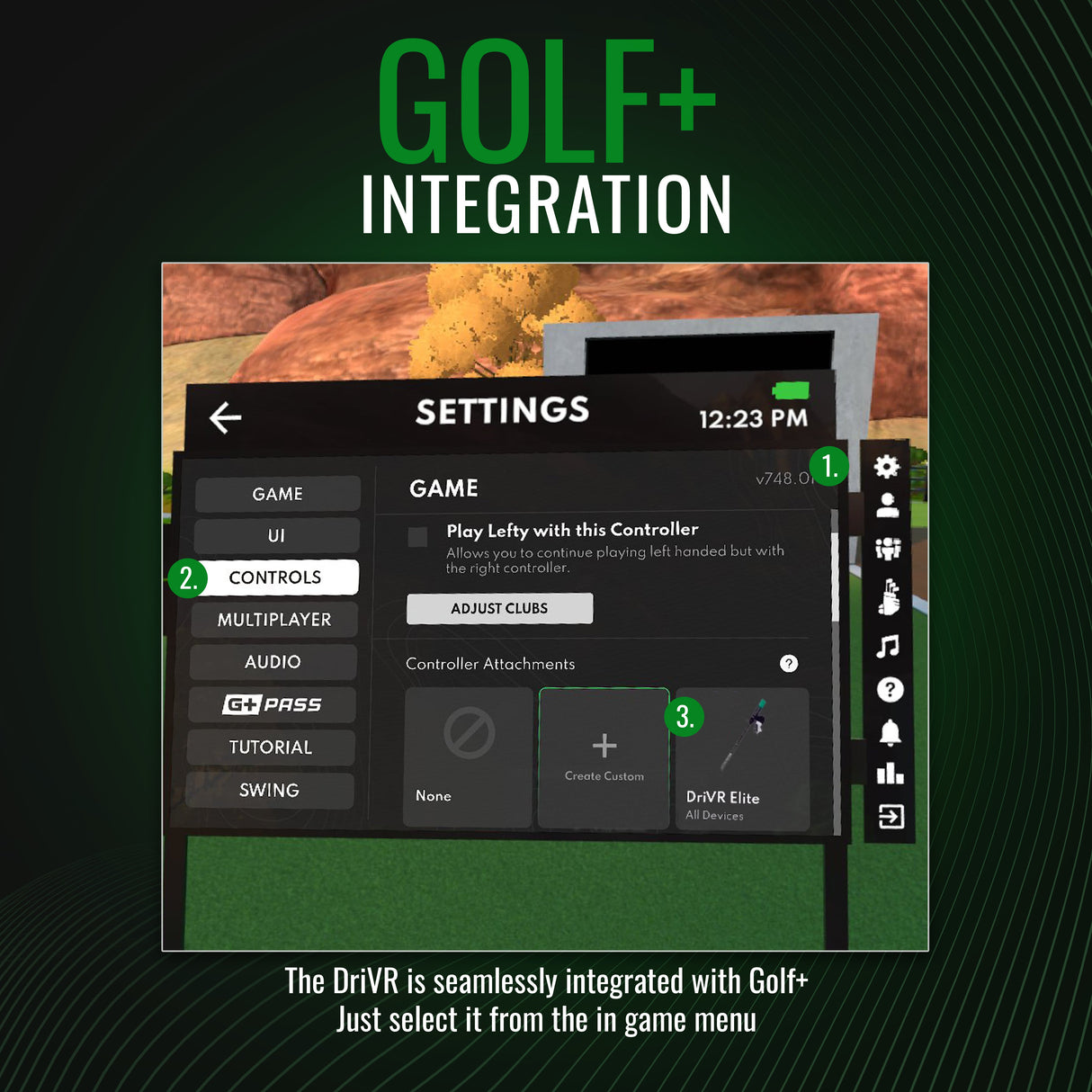 DriVR Elite -  Adjustable VR Weighted Golf Club Handle Accessory - Compatible with Quest 2, 3/3s, and Pro from DeadEyeVR