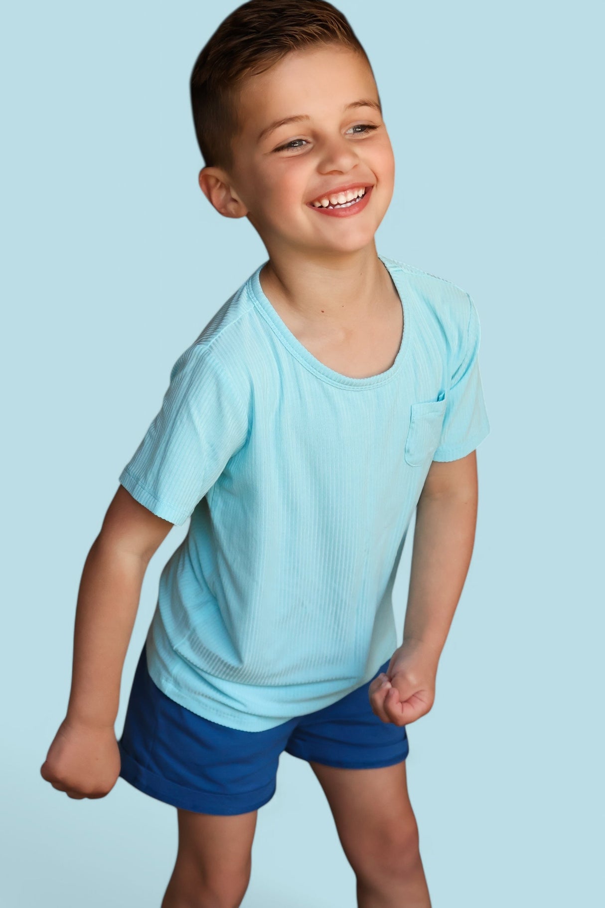 CAPRI BLUE RIB DREAM POCKET TEE from DREAM BIG LITTLE CO