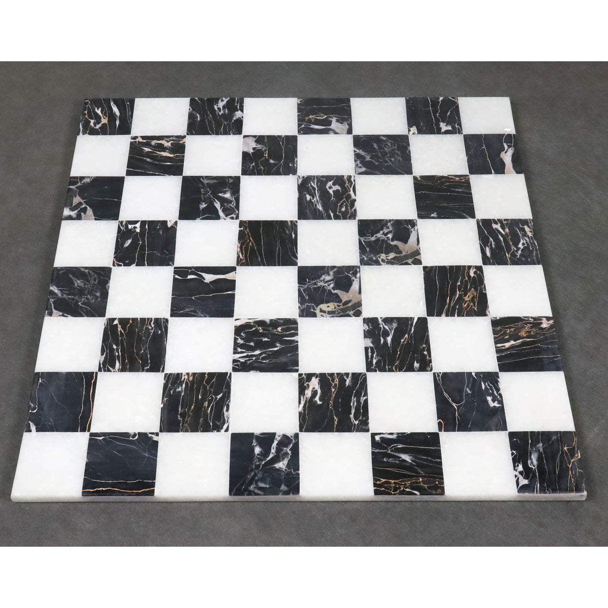 Borderless Marble Stone Luxury Chess Board 15''  -  Black and White stone From Royal Chess Mall