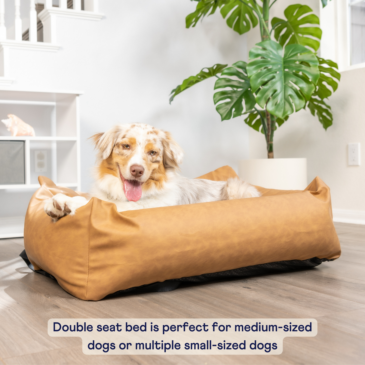 PupProtector™ Faux Leather Memory Foam Dog Car Bed - Camel From Paw.com