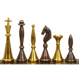 Brass Metal Modern Luxury Chess Pieces & Board Set 14" - Antique Copper & Gold From Royal Chess Mall
