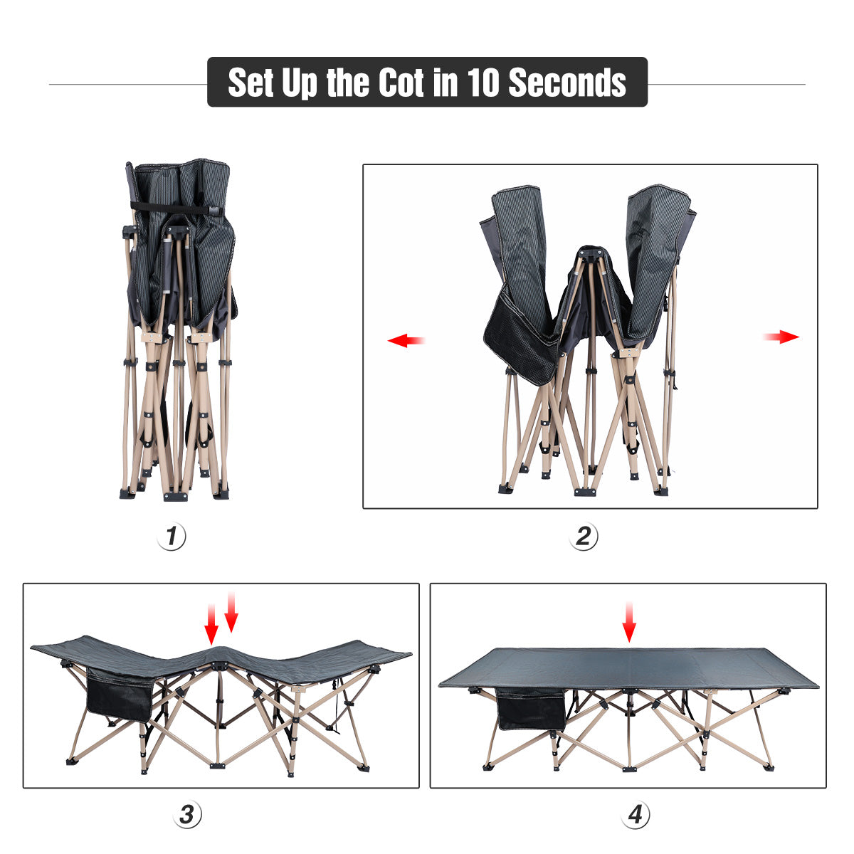 Extra Wide Folding Camping Cot for Adults, Grey Blue Green From Redcamp