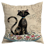 Vintage Black Cat Cushion Covers from Moderny