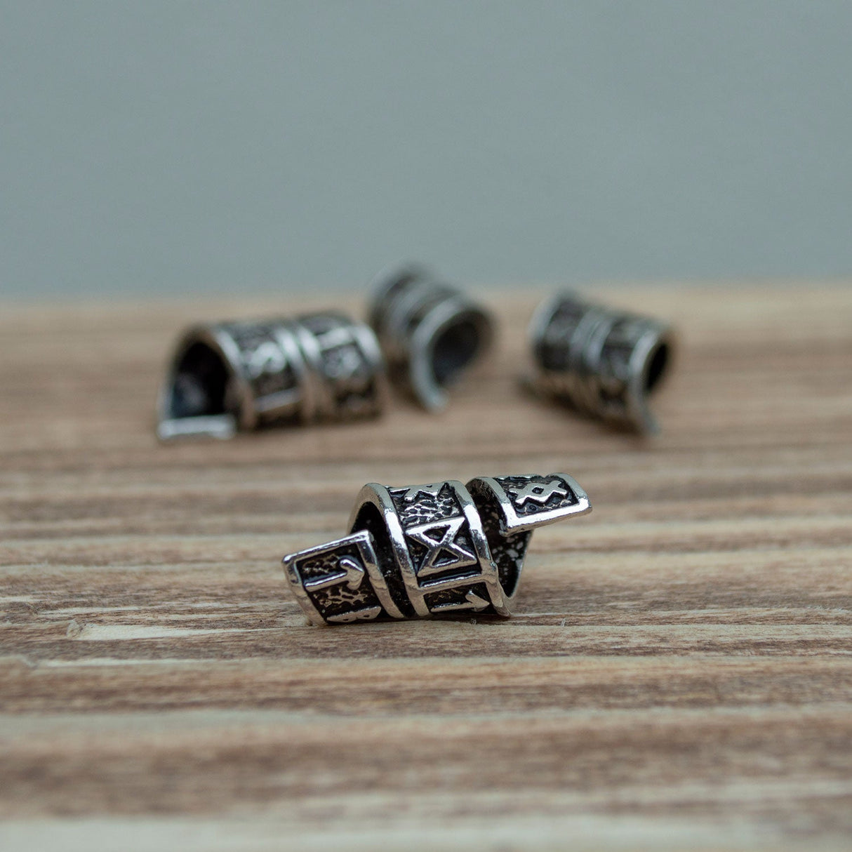 Rune Beard Rings - (Silver - 8) from Norse Tradesman