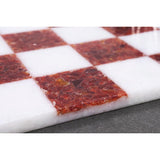 Borderless Marble Stone 15'' Luxury Chess Board - Red and White stone From Royal Chess Mall