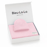 Luxe Collection 100% Organic Cotton Luxury Knit Baby Blanket + Hat Set with Gift Box from Bleu La La