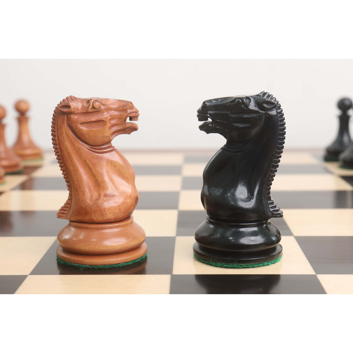 Cooke Type Staunton Chess Set- Chess Pieces Only 1849 - Ebony Wood & Antiqued Boxwood - 4.3" King From Royal Chess Mall