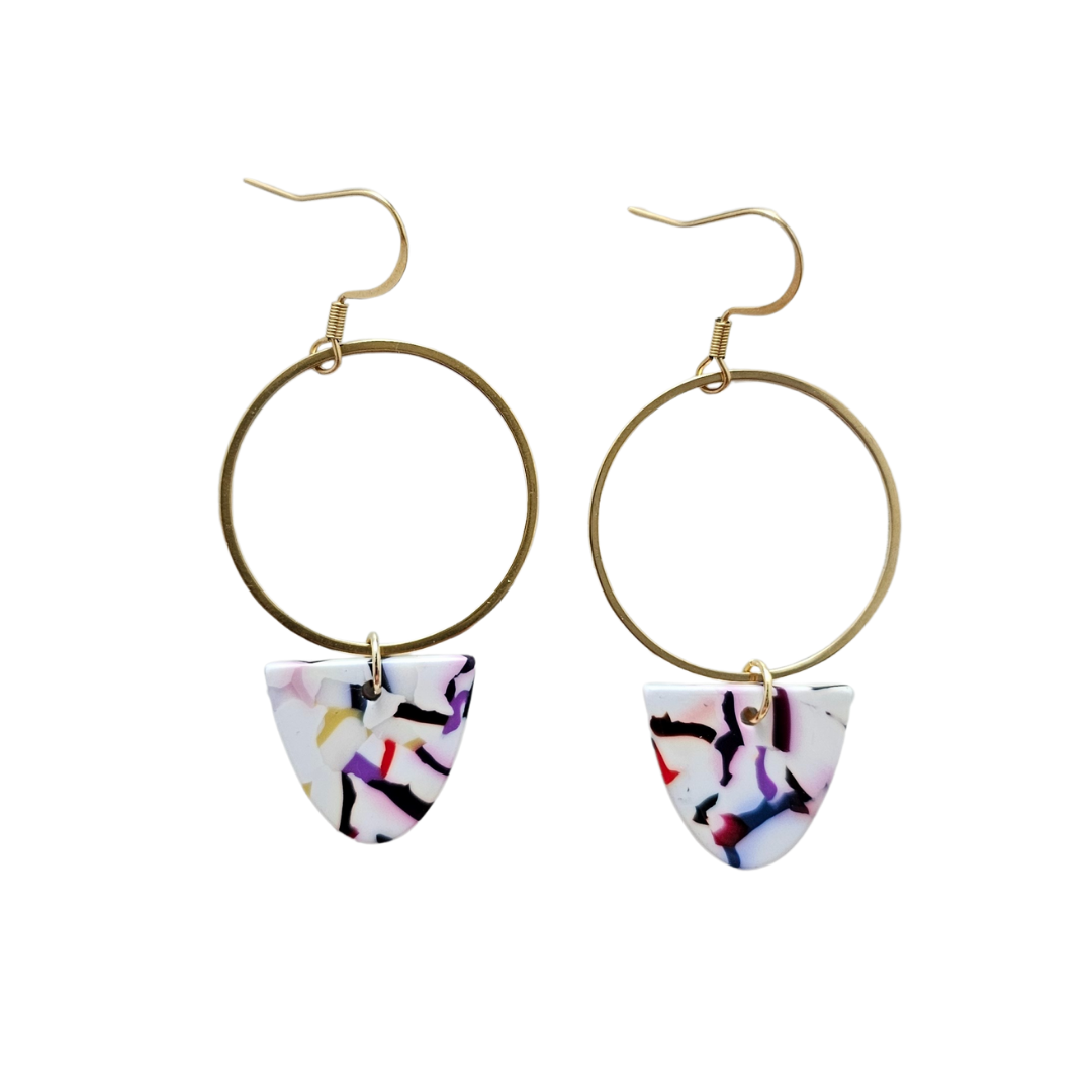 Iris Earrings Large - Marble Confetti from Spiffy & Splendid