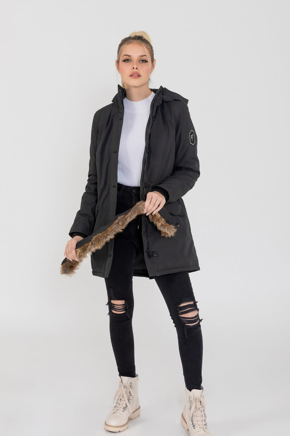 Women's Louise Ultra Lite Hooded Winter Parka Coat From FAD