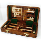 2 in 1 Magnetic Travel Chess & Backgammon set in Golden Rosewood - 10 inches from Royal Chess Mall