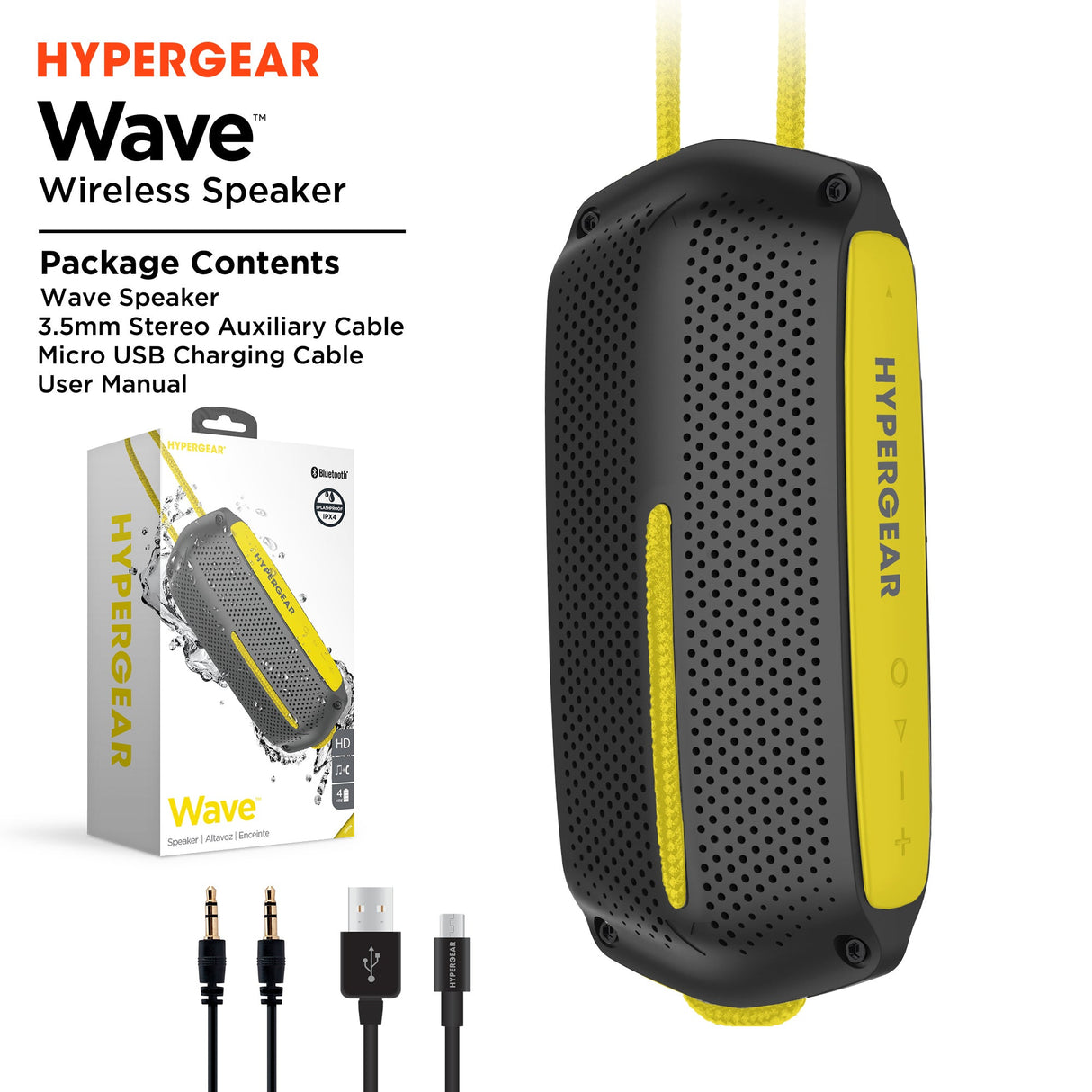 HyperGear Wave Water Resistant Wireless Speaker with Extended Battery Life (WATER-PRNT) from Jupiter Gear