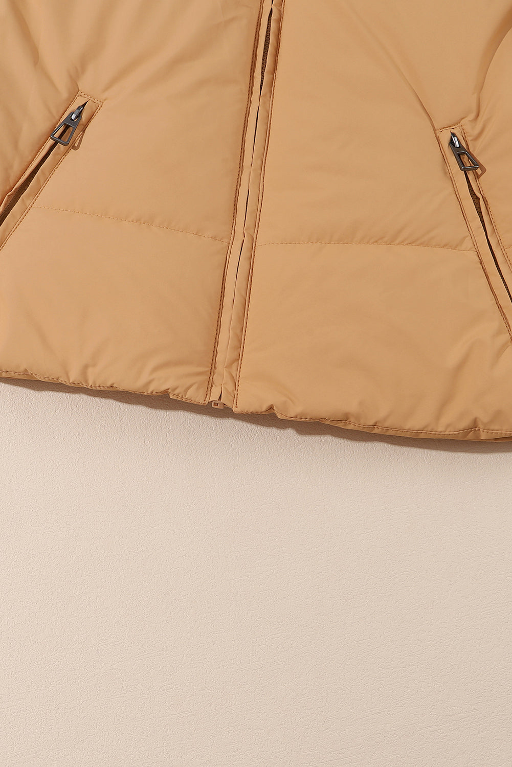 Brown Zip Up Pocketed Puffer Coat From MsDressly