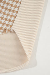 Beige Corduroy Shirt Jacket with Houndstooth Panel from MsDressly