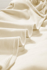 Beige Ruffled Flounce Sleeve Corduroy Blouse from MsDressly
