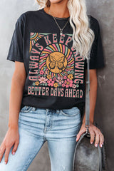 Black Always Keep Growing Butterfly Flower Crewneck T-Shirts from MsDressly
