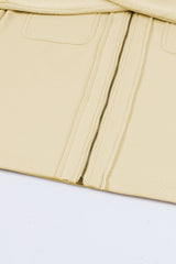 Apricot Flap Pocket Drawstring Hood Zip Up Jacket from MsDressly