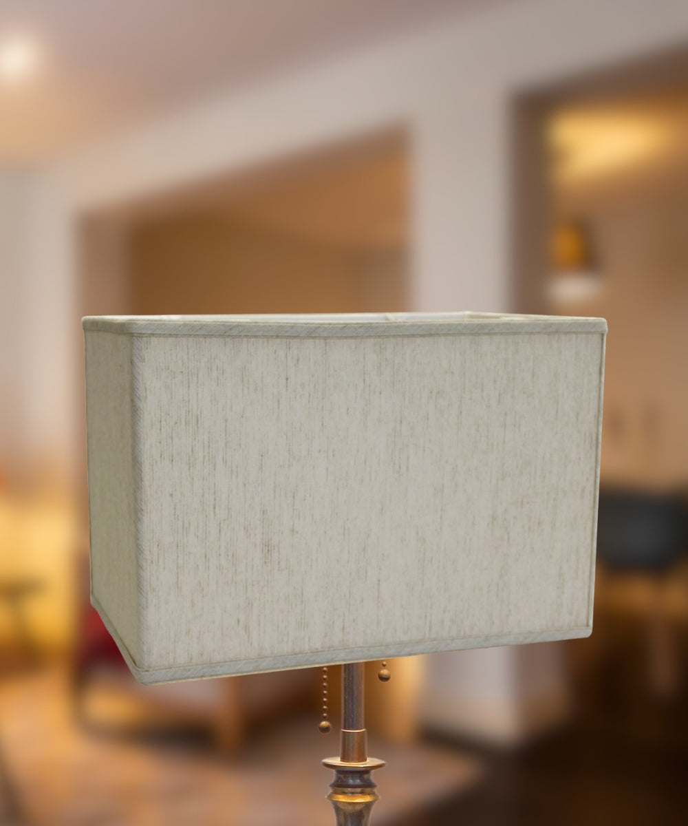 Rectangular 16"W x 11"H Drum Lampshade Softback Textured Oatmeal From LampsUSA