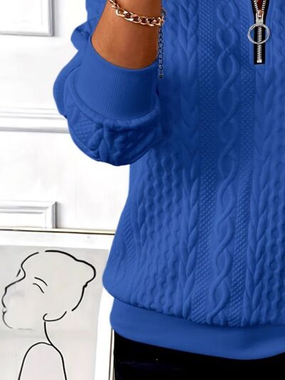 Texture Half Zip Long Sleeve Sweatshirt from Enfance-Heureuse