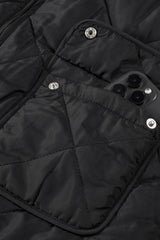 Black Fleece Lined Quilted Zip up Vest Coat From MsDressly