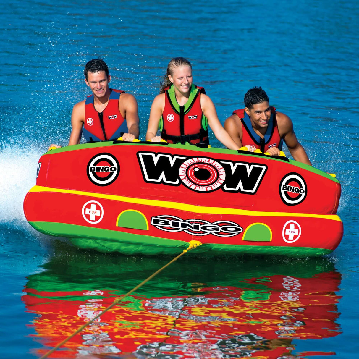 WOW Sports Bingo 1-3 Person Towable Water Tube For Pool and Lake (14-1070)