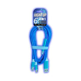 6 foot 3-in-1 Light Up Cable - Pack of 12 from Mila Lifestyle Accessories
