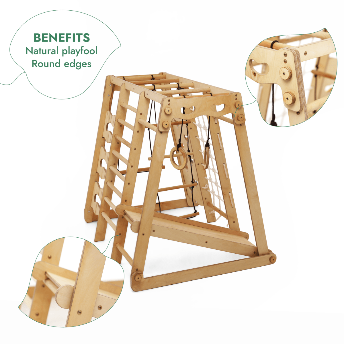 6in1 Indoor Jungle Gym for Toddler: Playground + Swings Set + Slide Board + Rope + Stairs from Goodevas