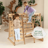 6in1 Indoor Jungle Gym for Toddler: Playground + Swings Set + Slide Board + Rope + Stairs from Goodevas
