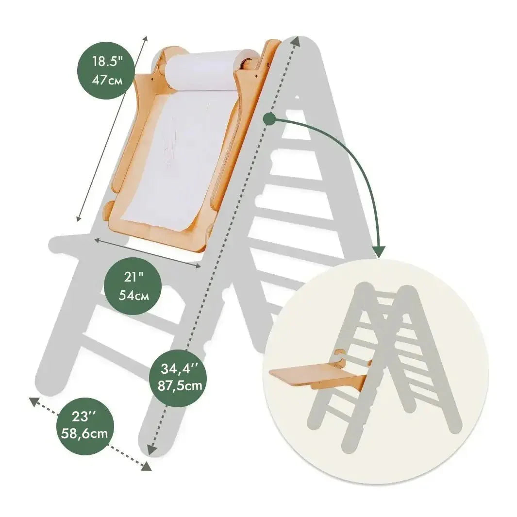 6in1 Montessori Climbing Set: Triangle Ladder + Arch/Rocker + Slide/Ramp + Net + Cushion + Art Addition from Goodevas