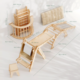 6in1 Montessori Climbing Set: Triangle Ladder + Arch/Rocker + Slide/Ramp + Net + Cushion + Art Addition from Goodevas