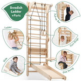 6in1 Wooden Swedish Wall / Climbing ladder for Children + Swing Set + Slide Board from Goodevas
