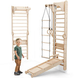 6in1 Wooden Swedish Wall / Climbing ladder for Children + Swing Set + Slide Board from Goodevas