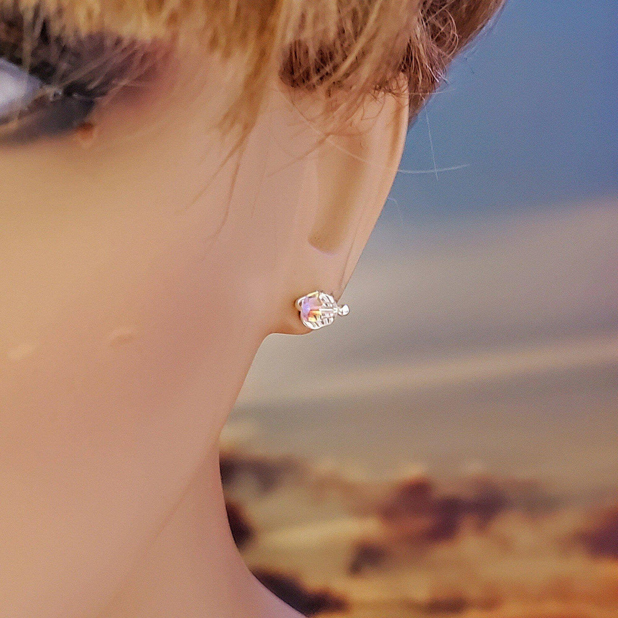 6mm Silver Spiral Crystal Stud Earrings from Alexa Martha Designs