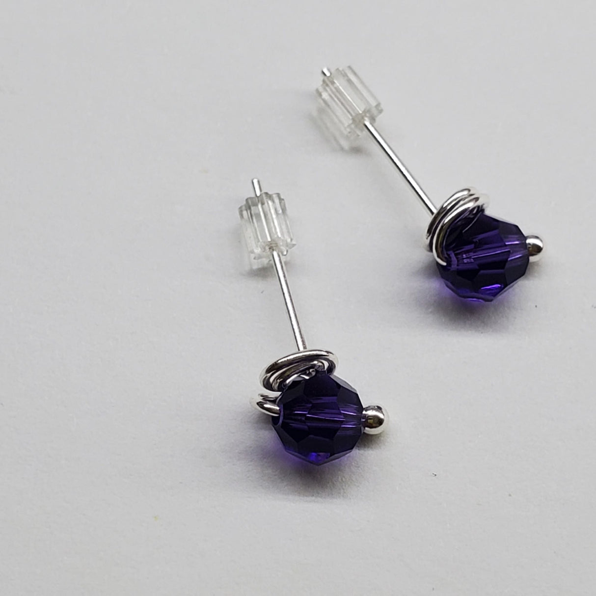 6mm Silver Spiral Crystal Stud Earrings from Alexa Martha Designs