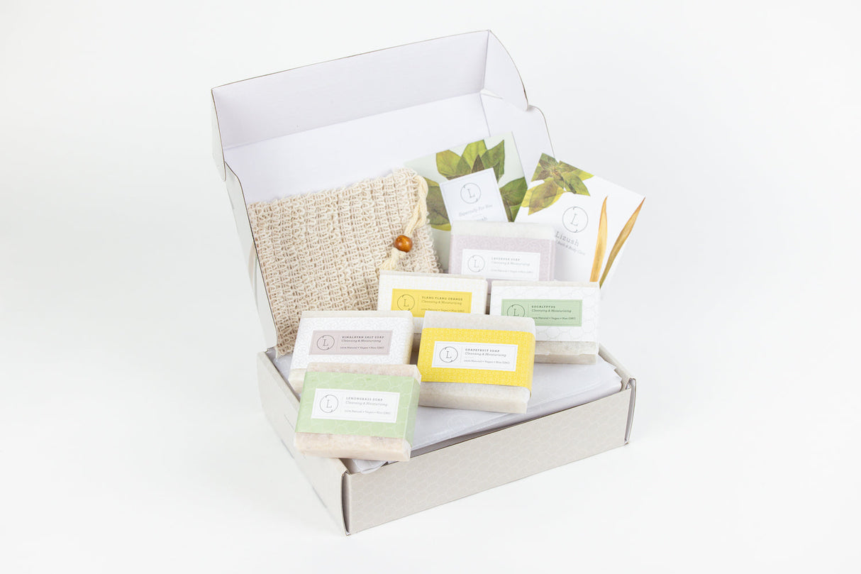 Set of  6 Handmade cold process ,Natural Soap Bars in gift Set box from Lizush