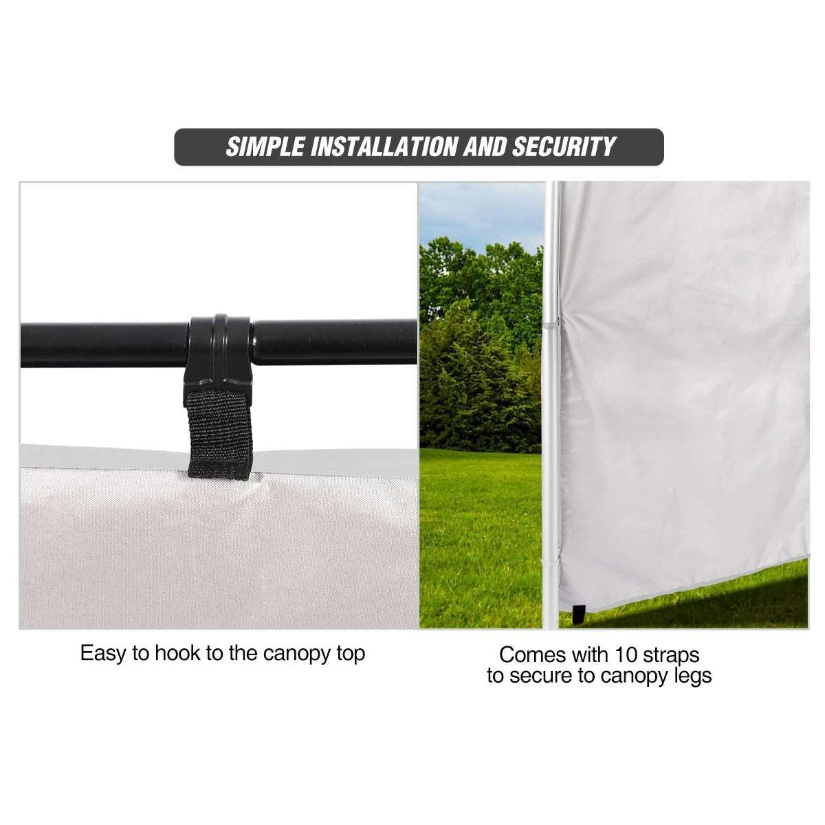 Instant Canopy 10x6.2ft Sidewall for 10x10ft Pop Up Canopy From Redcamp