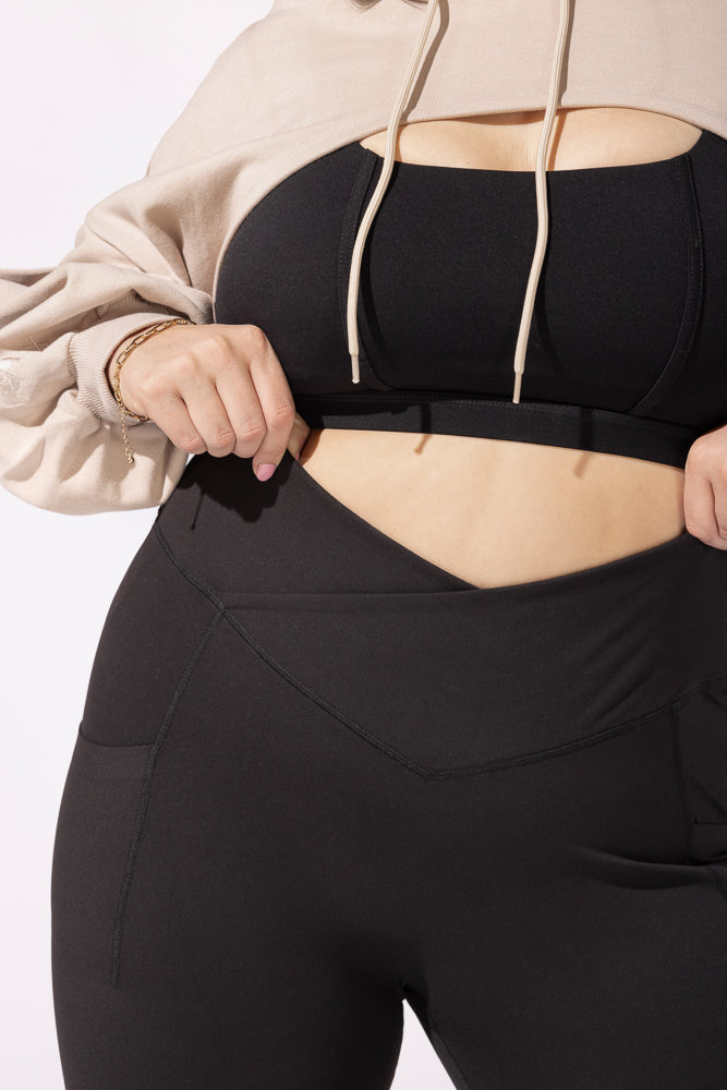 Crisscross Hourglass® Bell Bottom with Pockets - Black from POPFLEX