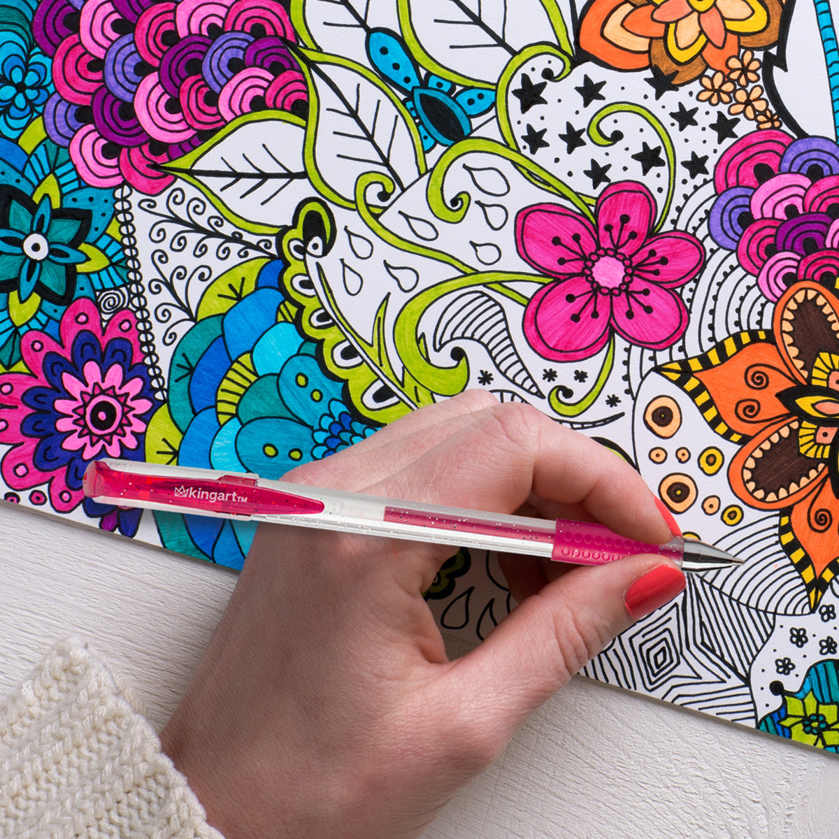Gel Pens, Soft Grip, 80 Glitter Colors from KINGART