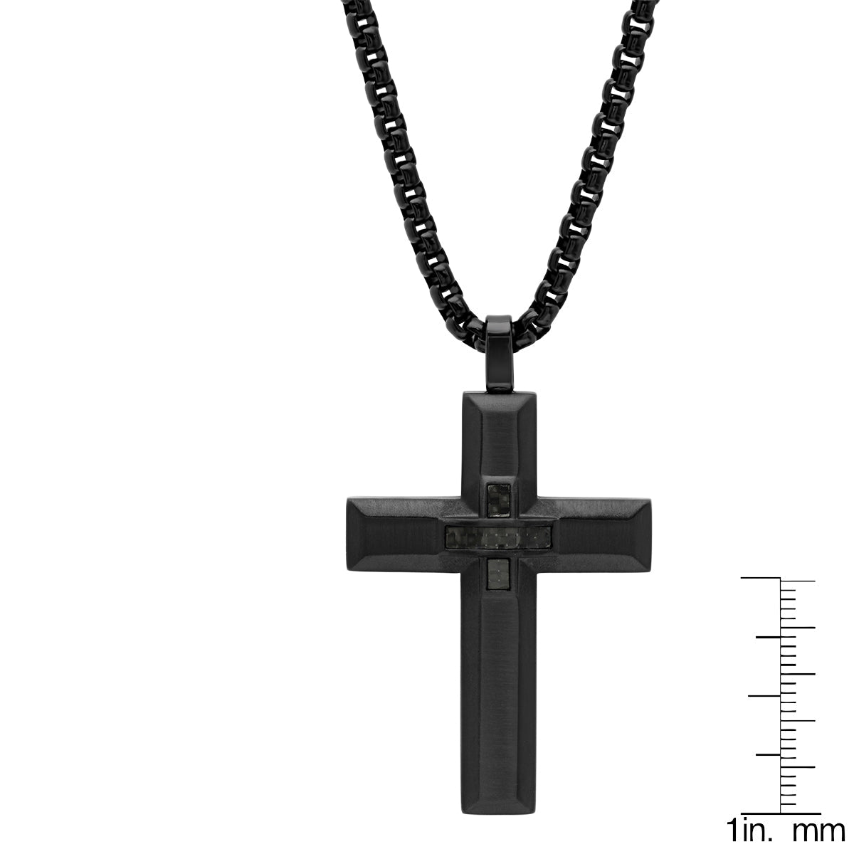 Black Cross Pendant With Black Carbon Fiber Center From Steel Time